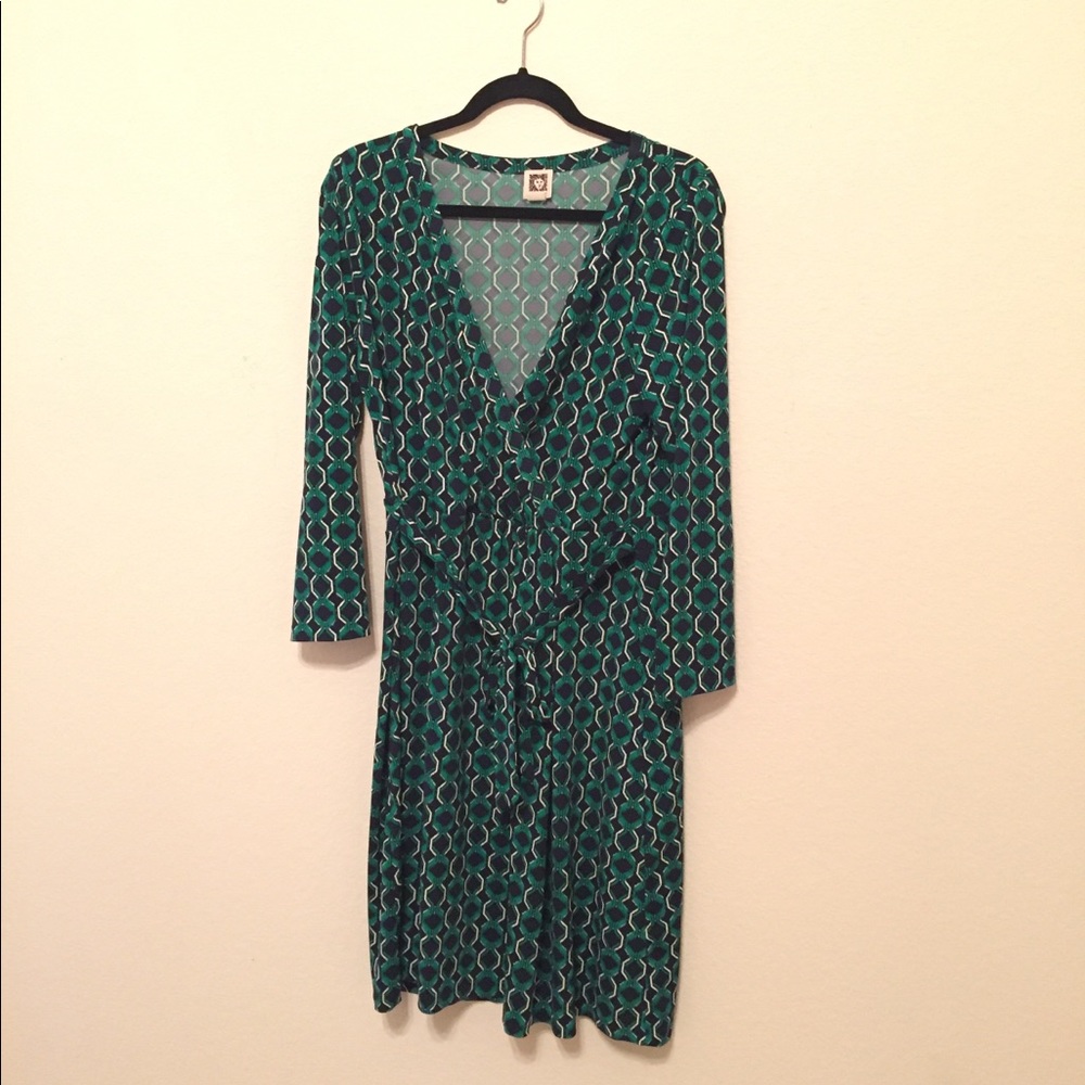 Anne Klein 3/4 Sleeve Faux Wrap Dress w/ Tie Belt